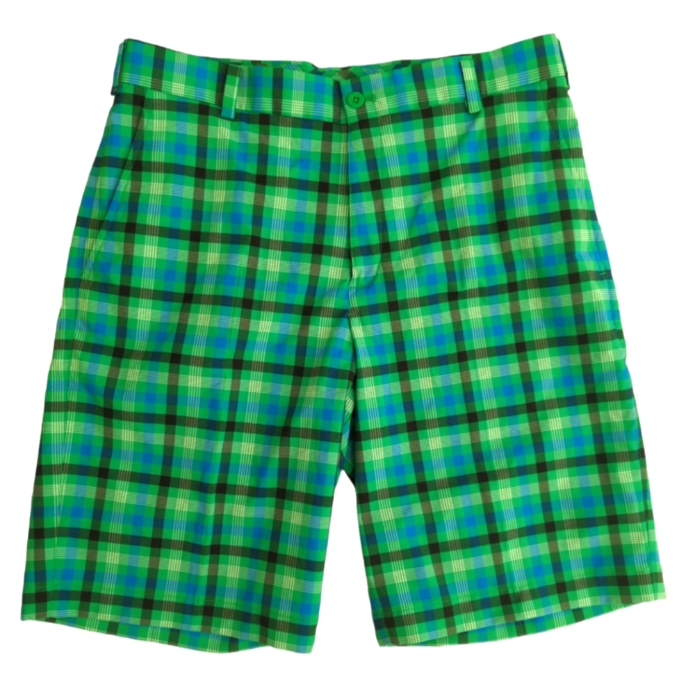 Nike Golf Plaid Dri Fit shorts, flat front, men's 32